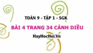 Bài 4 trang 34 Toán 9 tập 1 Cánh Diều